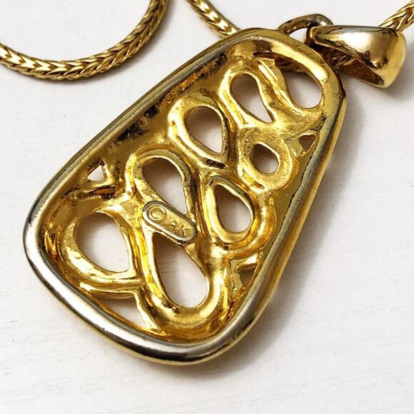 Anne Klein II Vintage Gold Squiggle Pendant Necklace - Picture 5 of 7